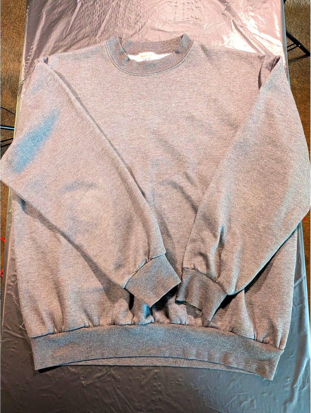 Hill Men's Gray Fleece Crew Neck Pullover Sweatshirt Size L Made in USA